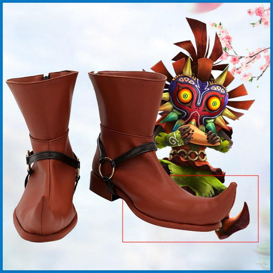 noirtide Legend of Zelda Skull Kid Cosplay Boots, Men Handmade Custom Boots