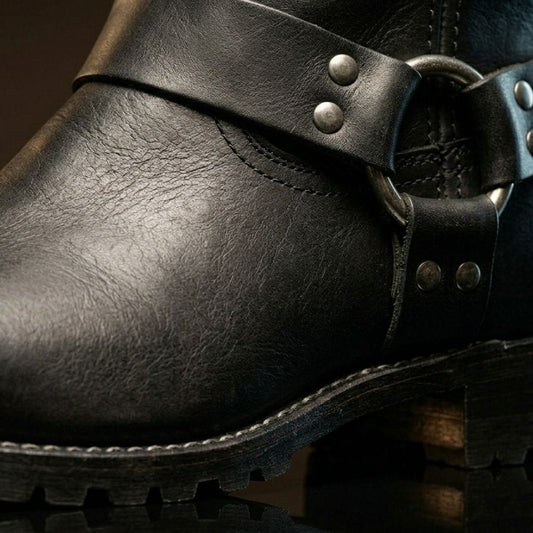Customize Leather Ankle High Biker Boots
