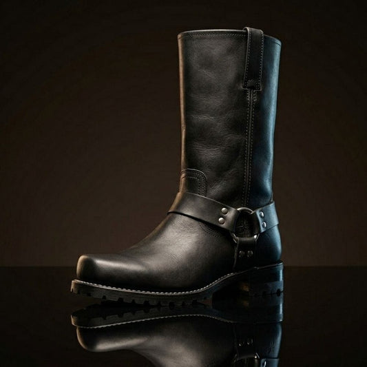 Customize Leather Ankle High Biker Boots