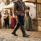Customize Men’s Black Leather Laced Medieval Boots