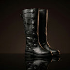 Customize Men’s Black Leather Laced Medieval Boots