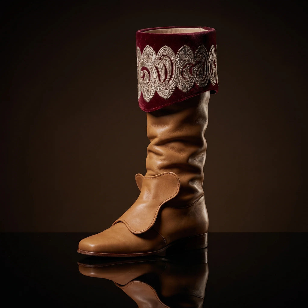 The King's Cavalier — Van Dyck Velvet Cuff Riding Boots