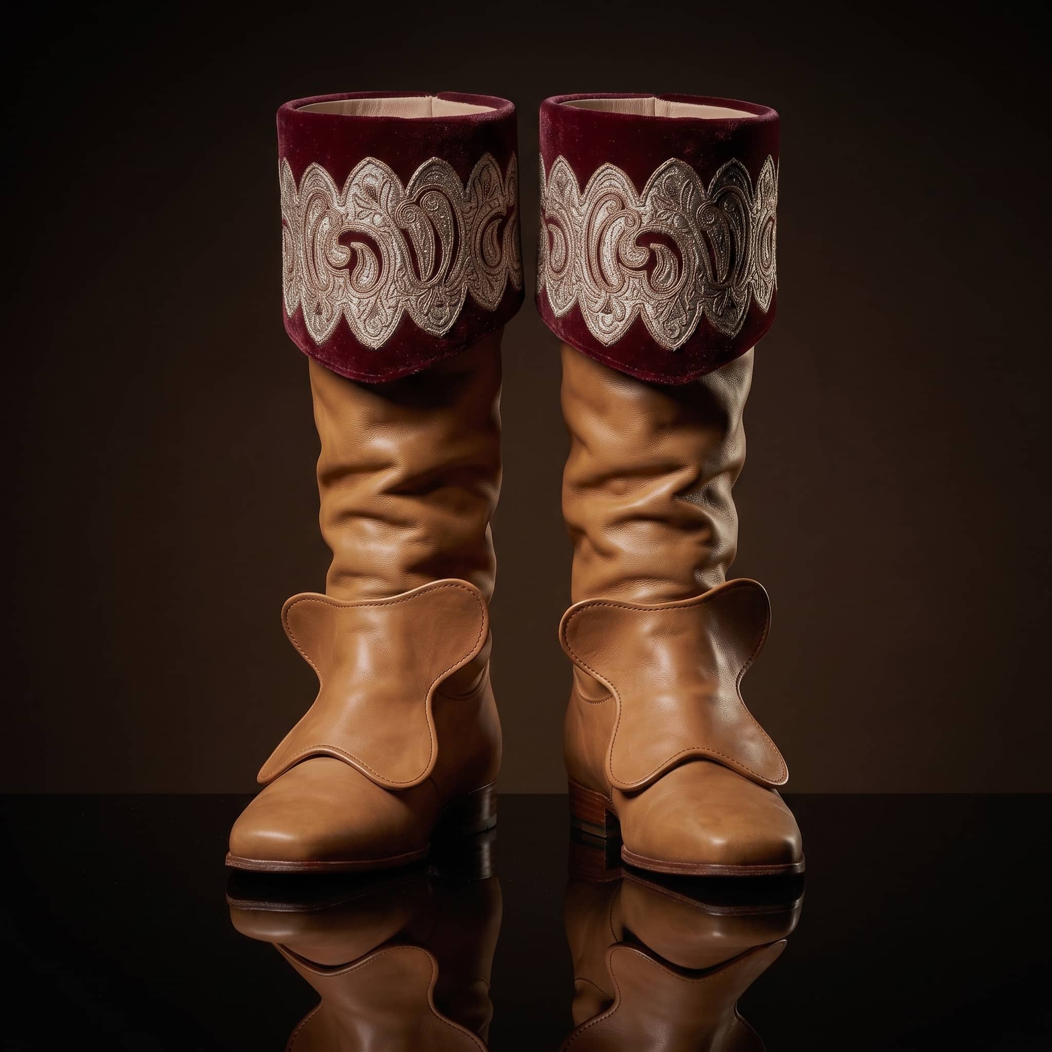 The King's Cavalier — Van Dyck Velvet Cuff Riding Boots