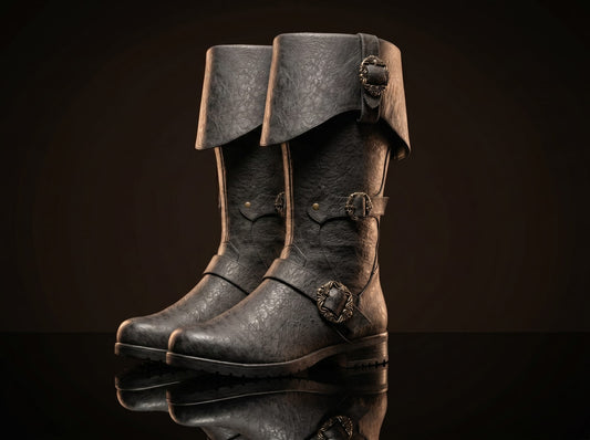 Customize Brigand Boots, Pirate Boots, Octopus Buckle Zip Side Cuffed Knee High Boots