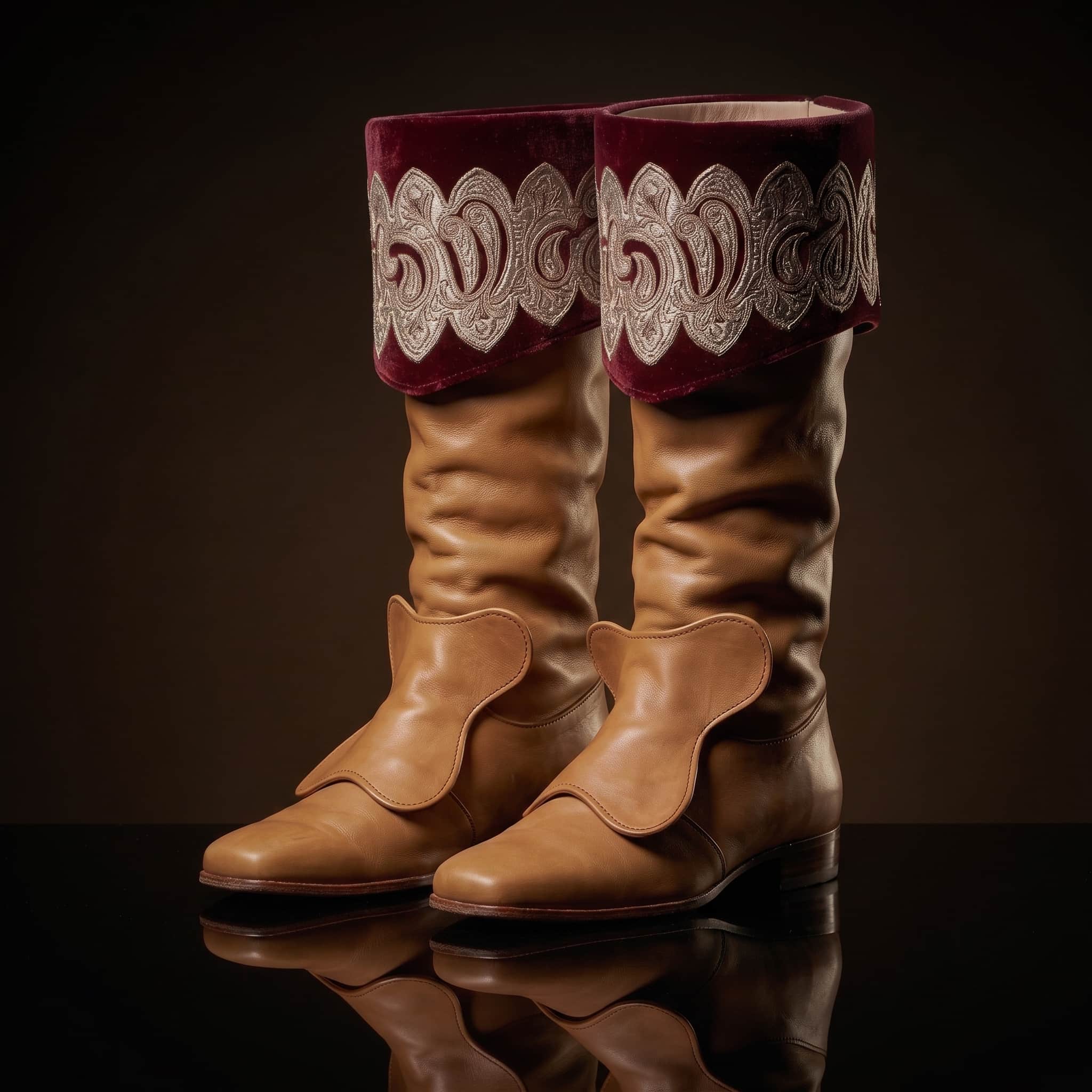 The King's Cavalier — Van Dyck Velvet Cuff Riding Boots
