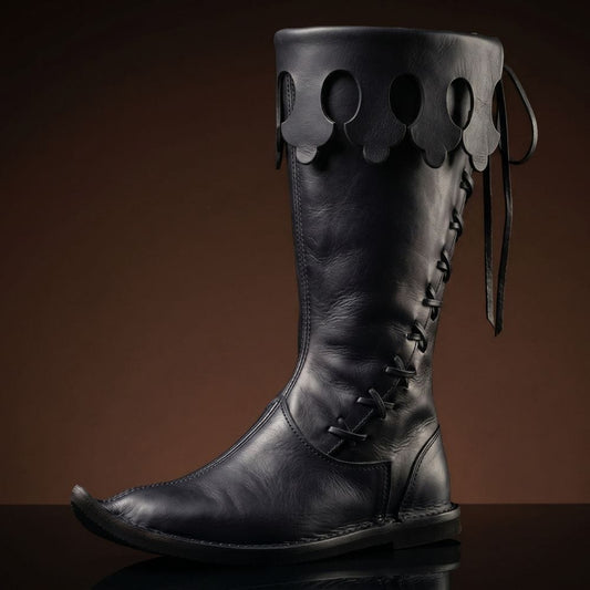 Customize Men's Lace Up Viking custom Boots, Medieval High Boots, Pirate Captain Leather Boots