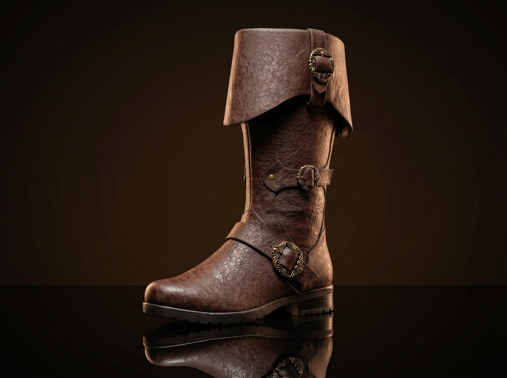 Customize Brigand Boots, Pirate Boots, Octopus Buckle Zip Side Cuffed Knee High Boots