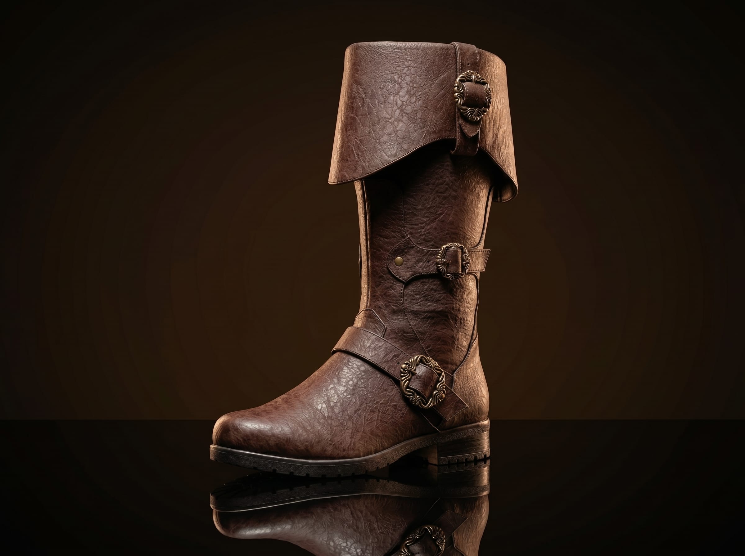 Personaliza botas de bandido, botas piratas y botas altas hasta la rodilla con cremallera y puños laterales con hebilla de pulpo.